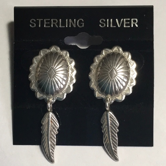 Native Sterling Silver Concho Necklace Earring Set - Picture 2 of 8